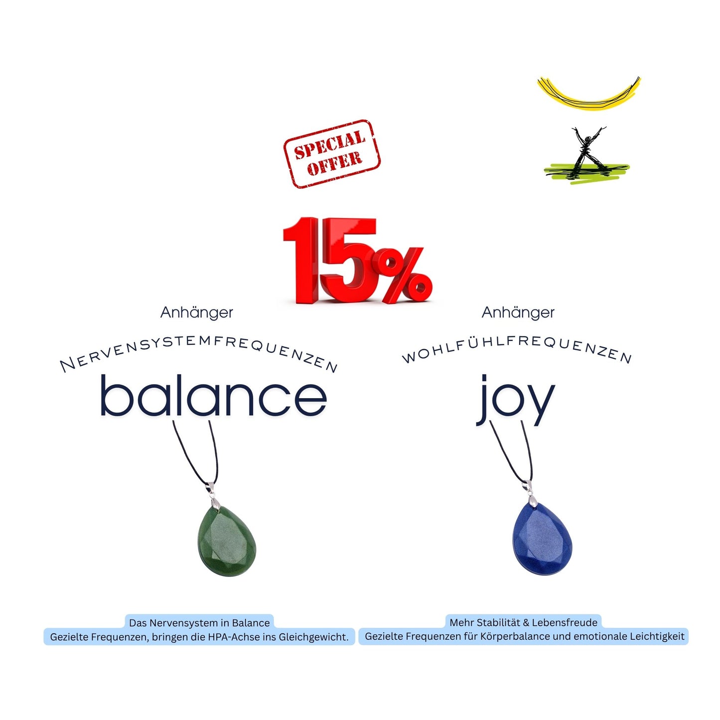 2x Frequenzanhänger "balance" und "joy"