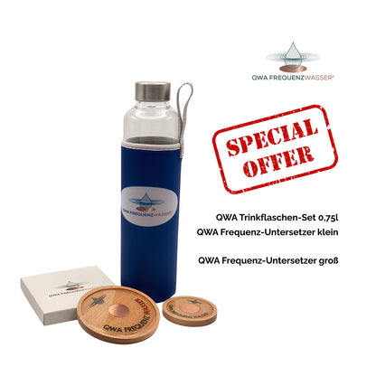 QWA Trinkflasche & QWA Untersetzer groß