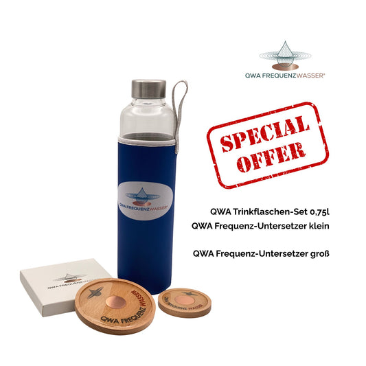 QWA Trinkflasche & QWA Untersetzer groß